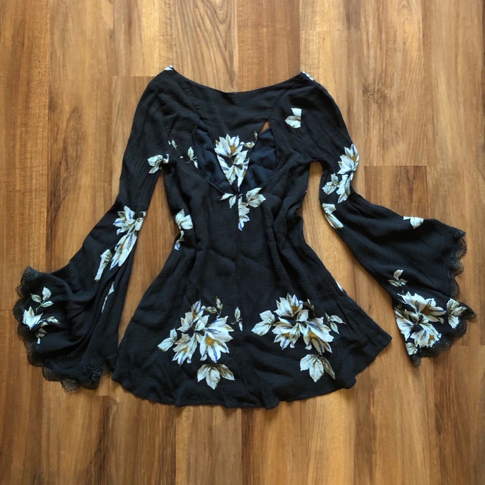Free People Black Floral Dress XS - Picture 15 of 15